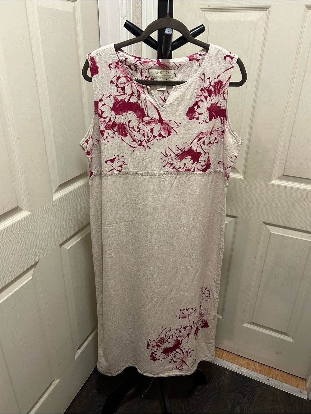 vintage Norton McNaughton linen-blend sleeveless midi/maxi dress L